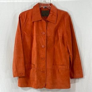 ST. JOHN BAY Burnt Orange Leather Suede Coat